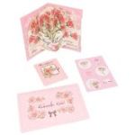 Felicitare 3D stil handmade cu model floral - roz, 15 x 10 cm