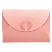 Plic din hârtie cu închidere în formă de inimă - roz, 10 x 7 cm